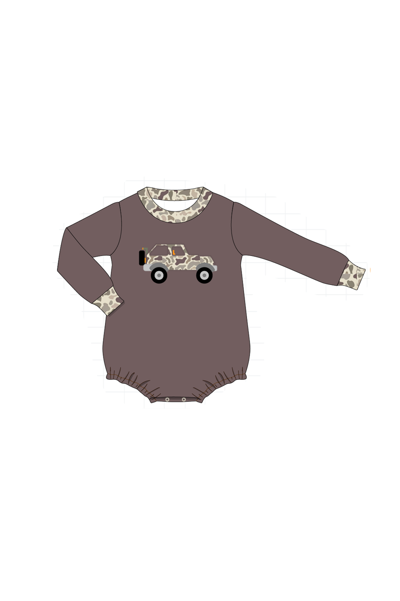 Mocha brown camouflage adventure applique collection