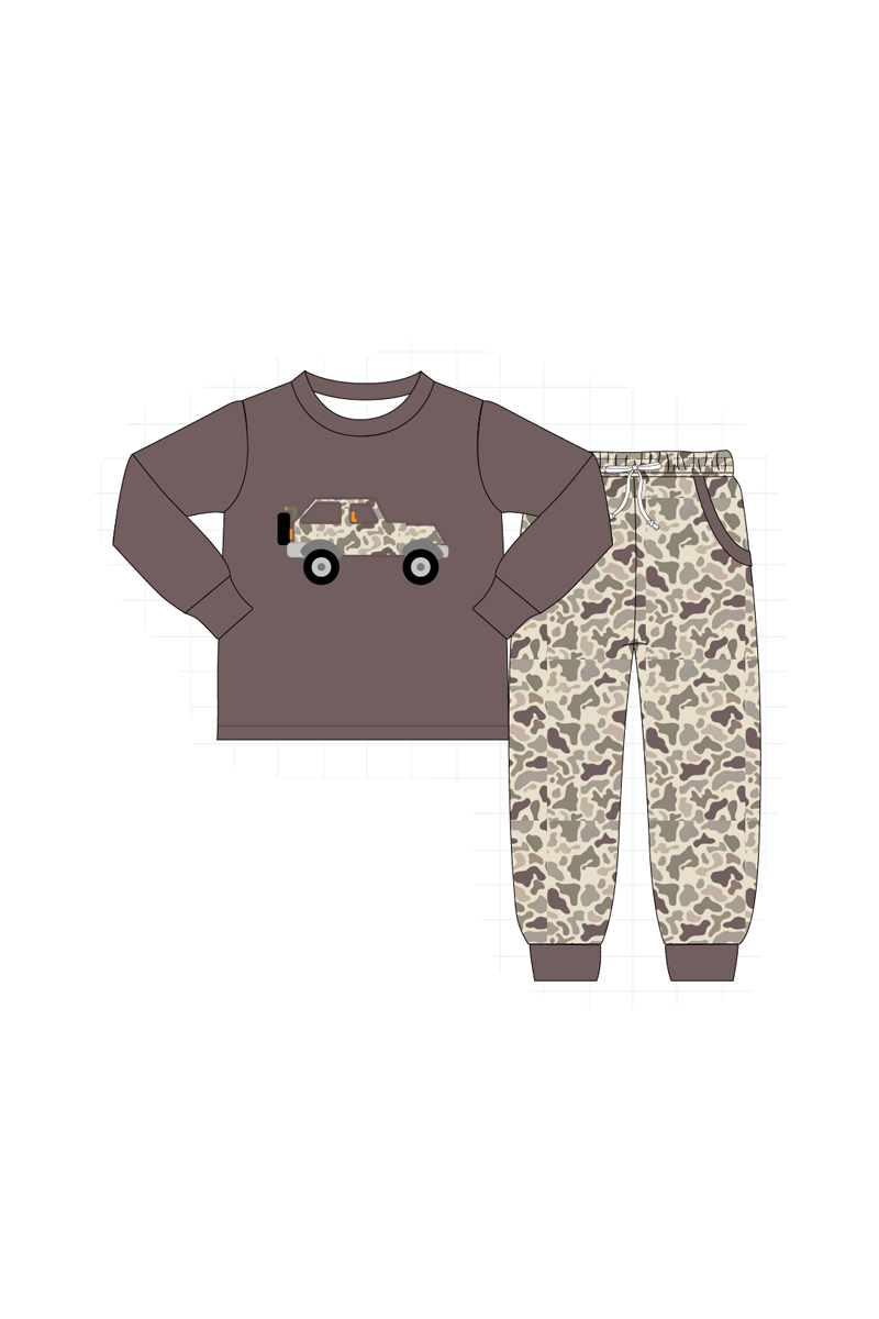 Mocha brown camouflage adventure applique collection