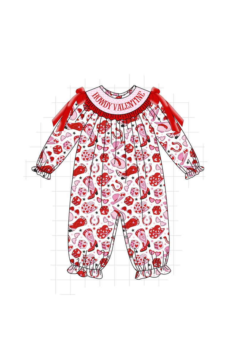 Red howdy valentine smocked collection