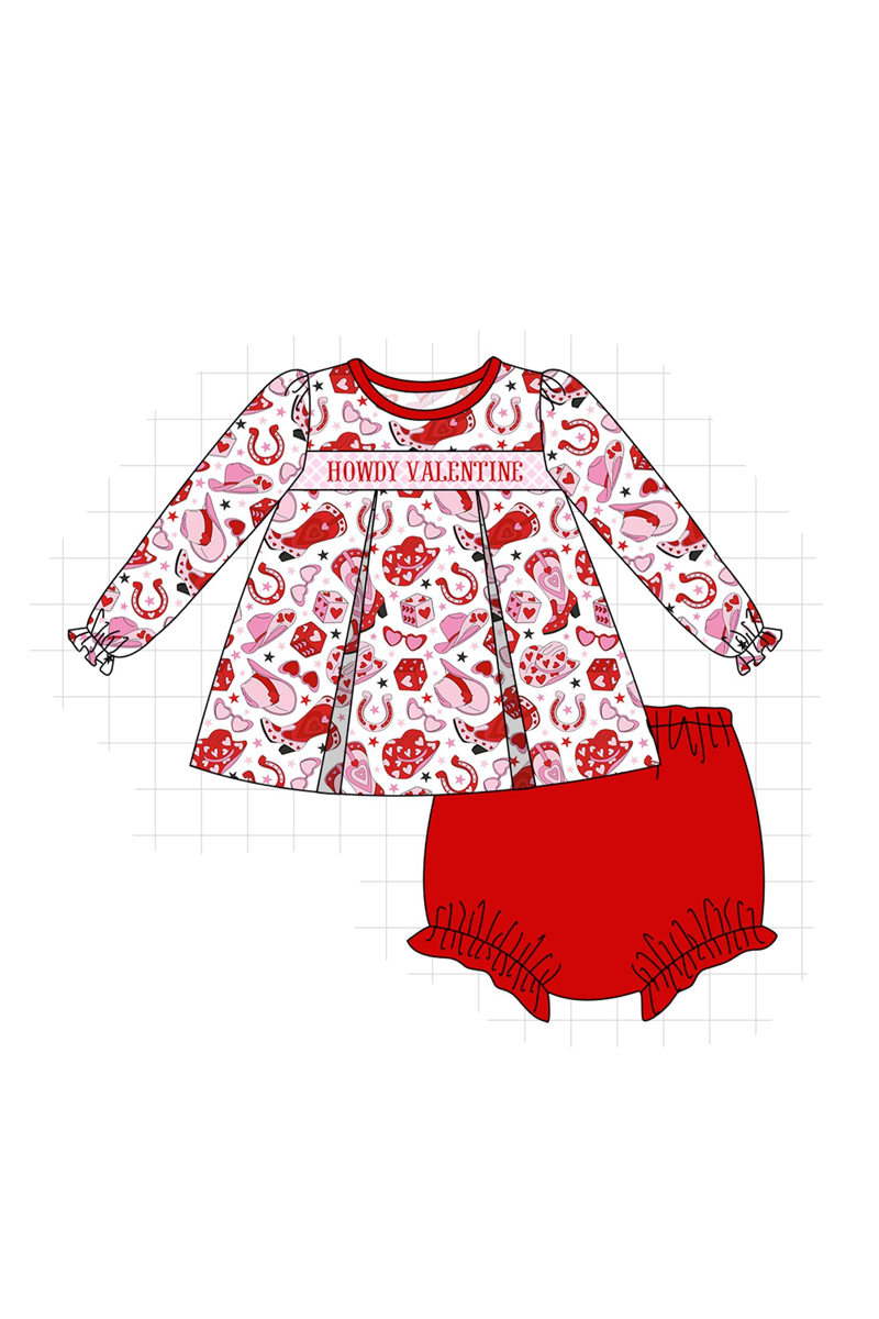 Red howdy valentine smocked collection