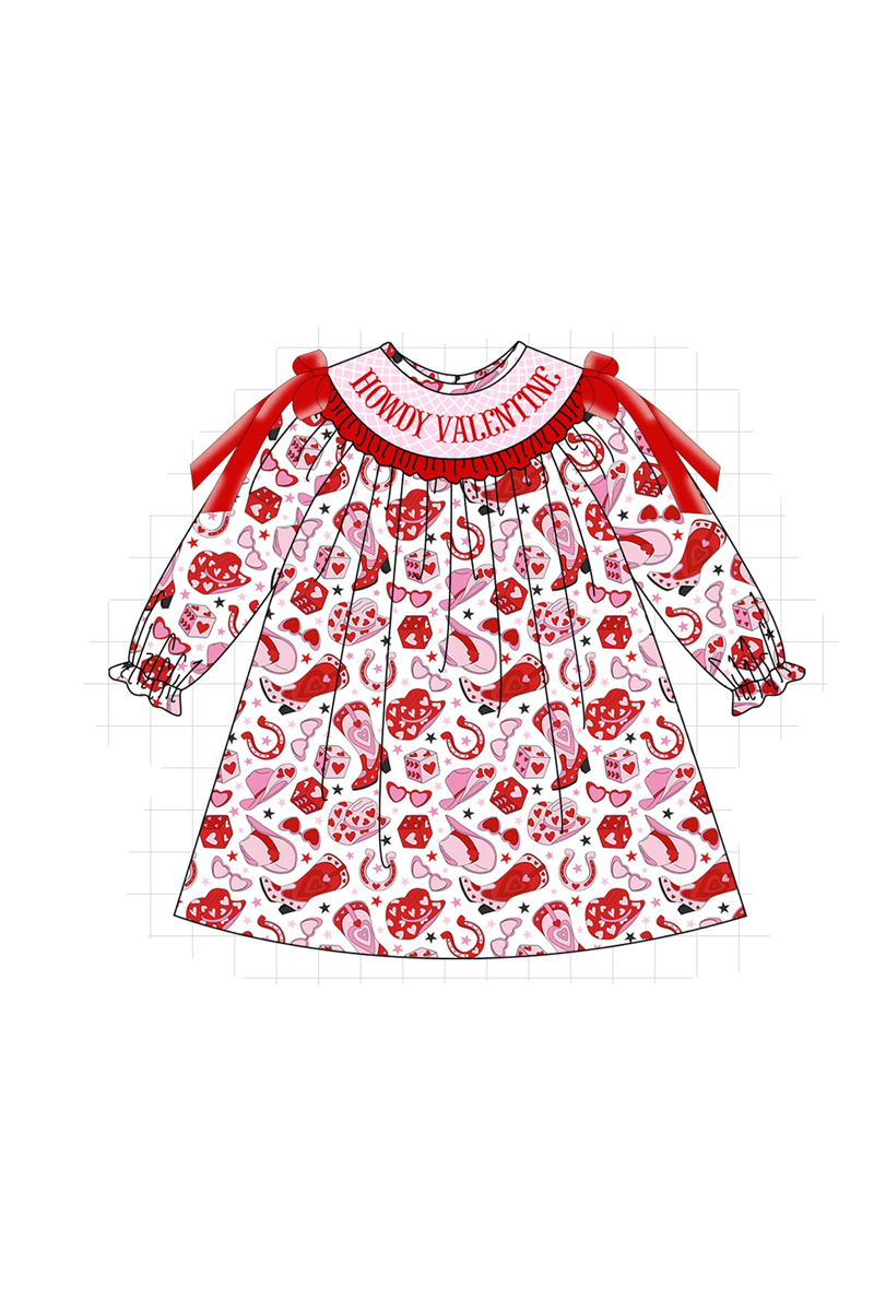 Red howdy valentine smocked collection