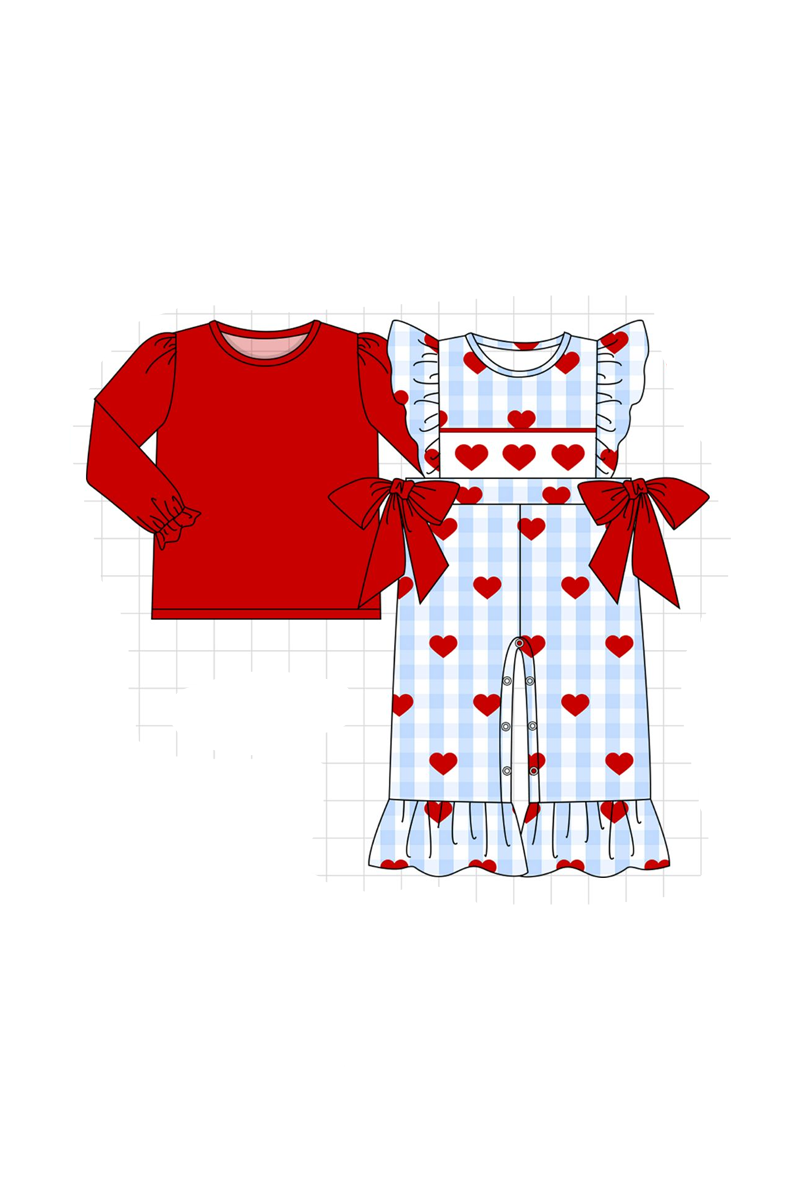 Blue heart embroidery gingham collection