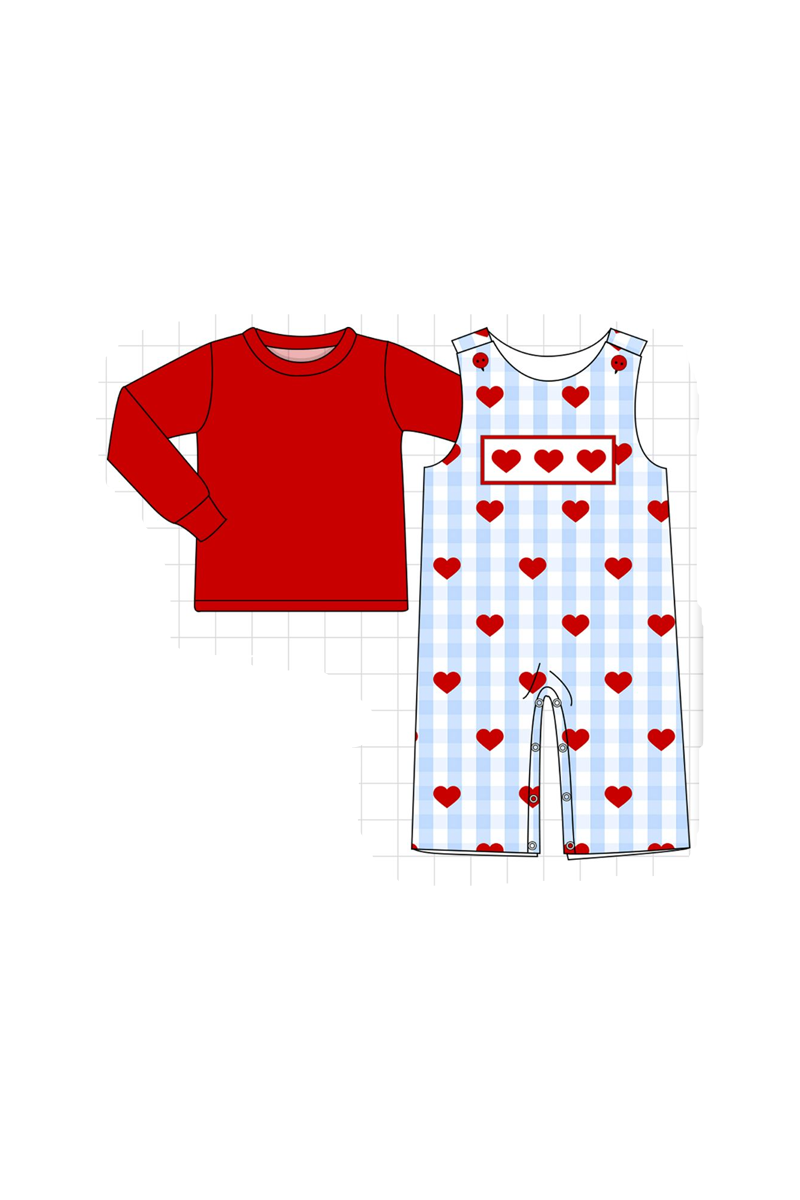 Blue heart embroidery gingham collection