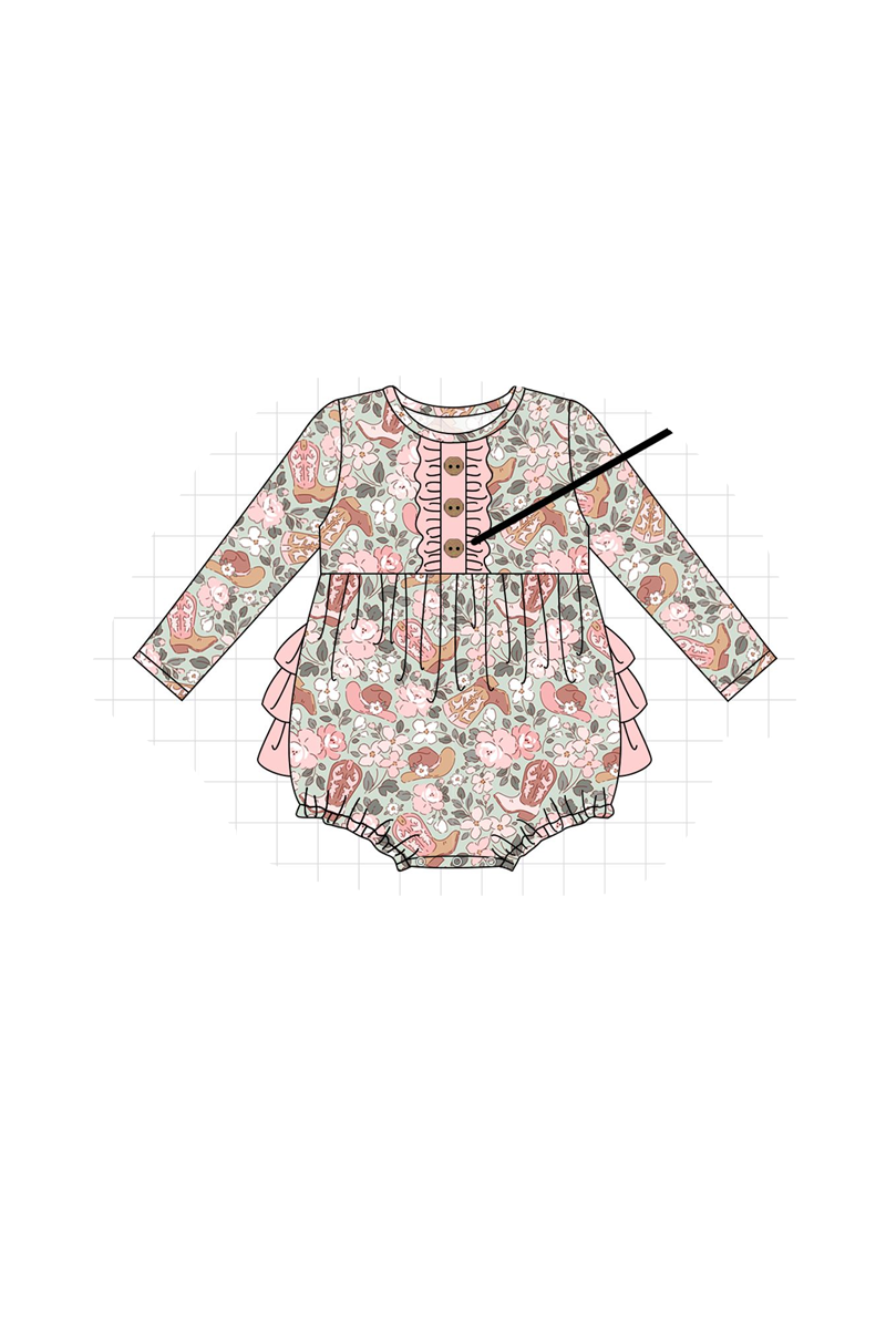 Pink western boots floral collection