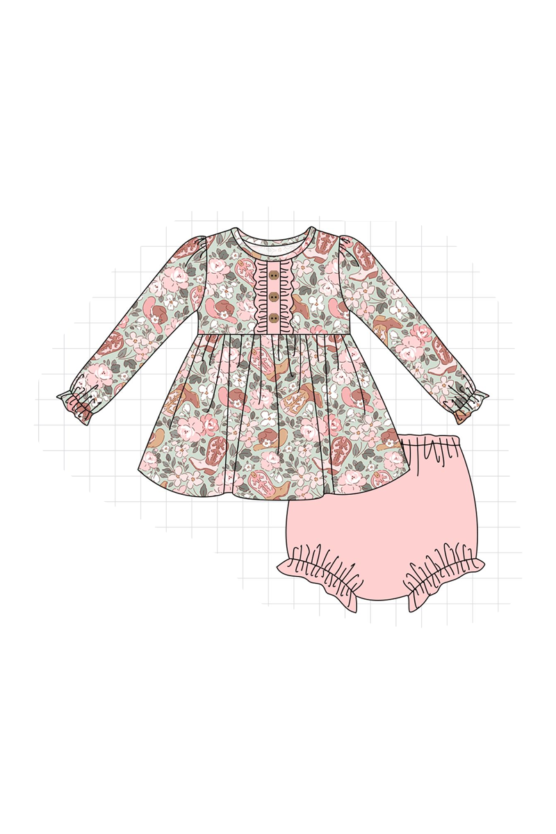 Pink western boots floral collection