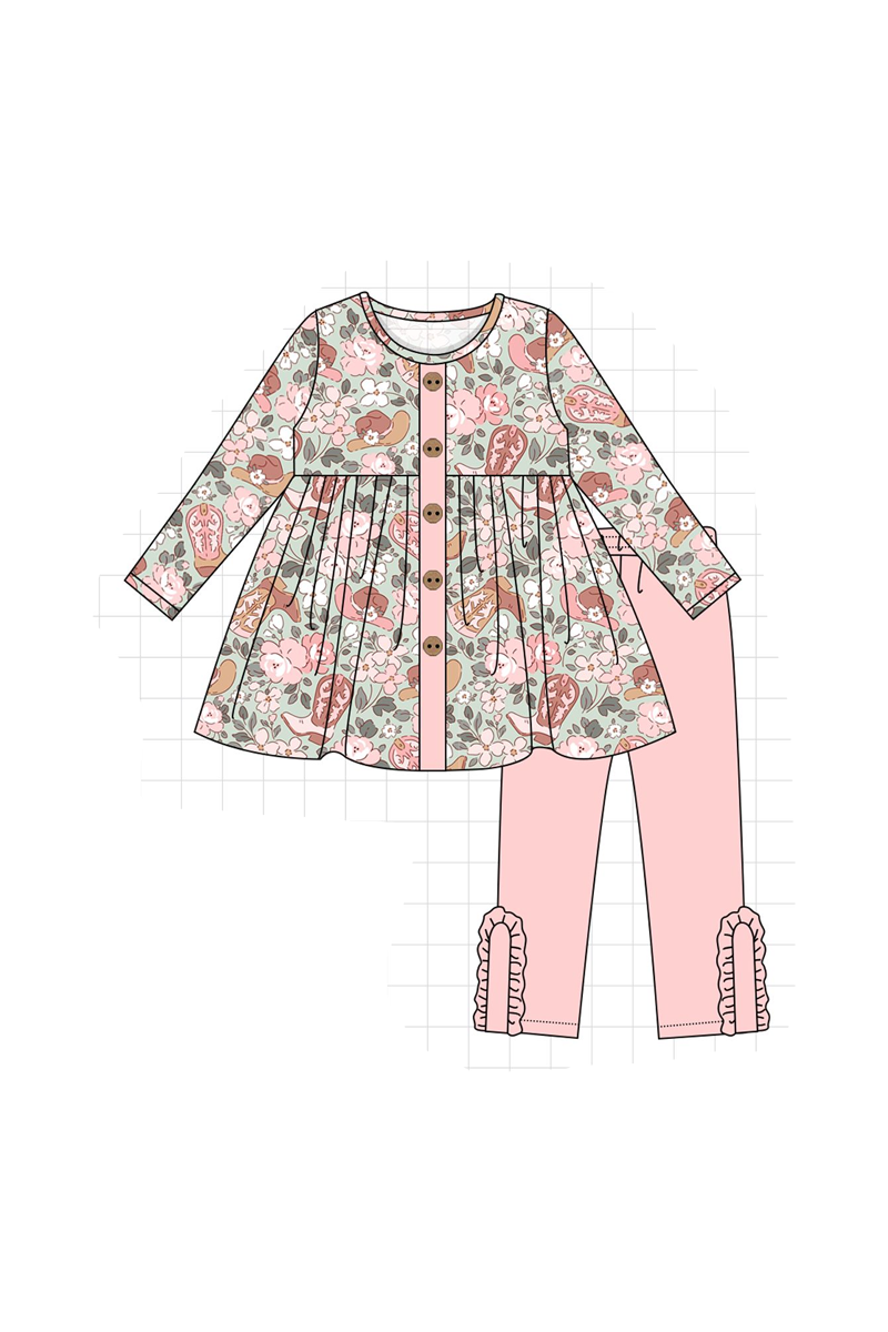 Pink western boots floral collection