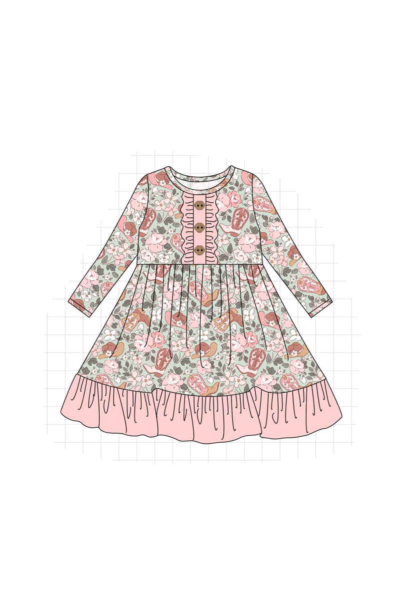 Pink western boots floral collection