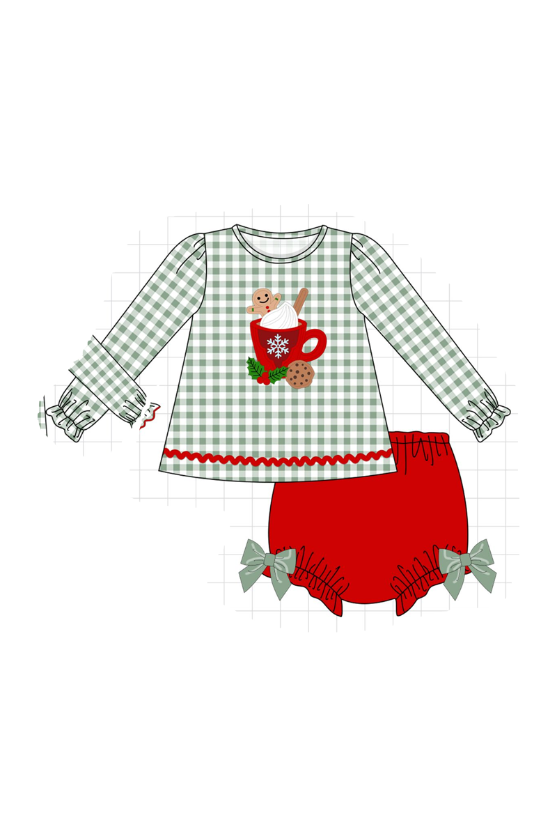 Red christmas gingerbread applique gingham collection