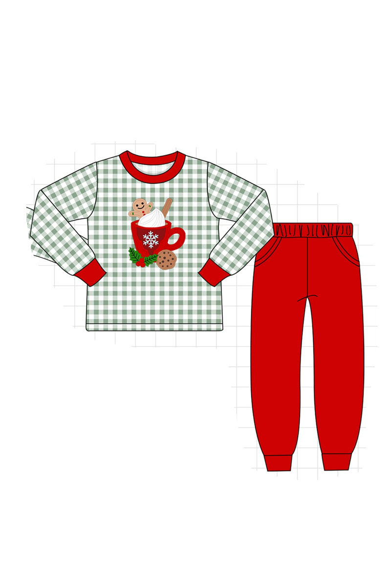Red christmas gingerbread applique gingham collection
