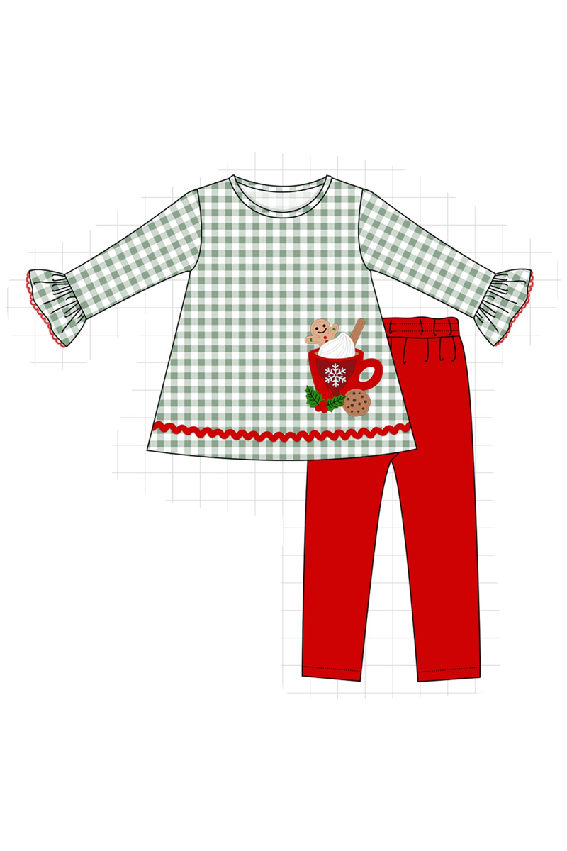 Red christmas gingerbread applique gingham collection