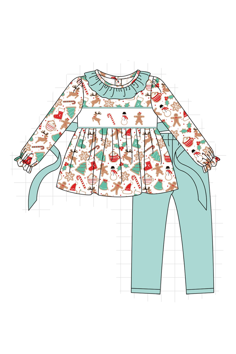 Mint christmas gingerbread embroidery collection