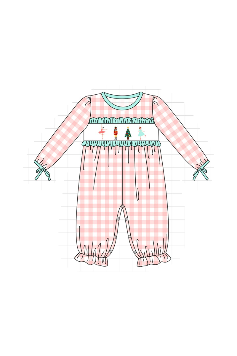 Pink nutcracker embroidery gingham collection