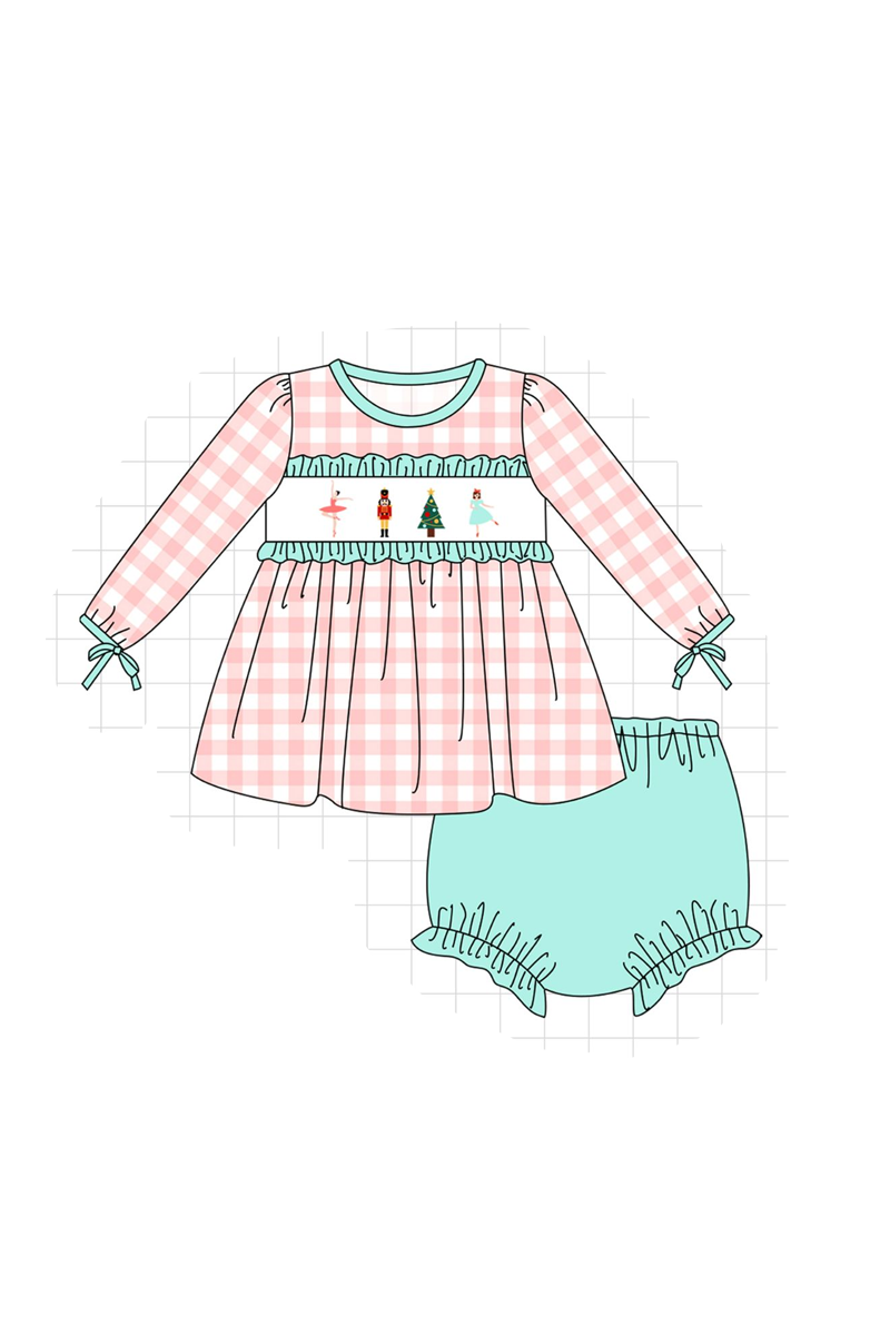 Pink nutcracker embroidery gingham collection