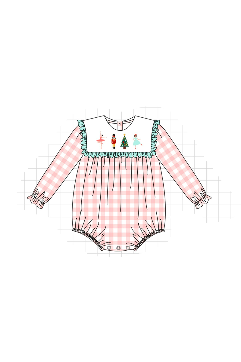 Pink nutcracker embroidery gingham collection