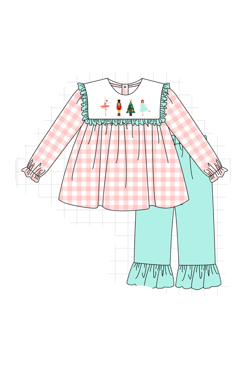 Pink nutcracker embroidery gingham collection