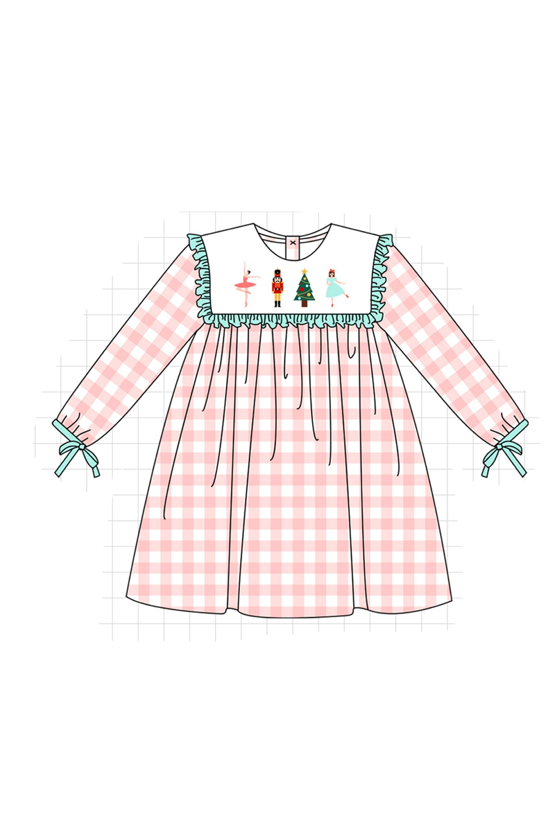 Pink nutcracker embroidery gingham collection