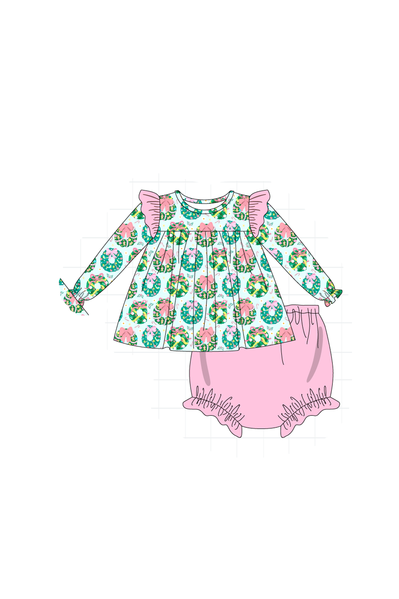 Green christmas wreath print collection
