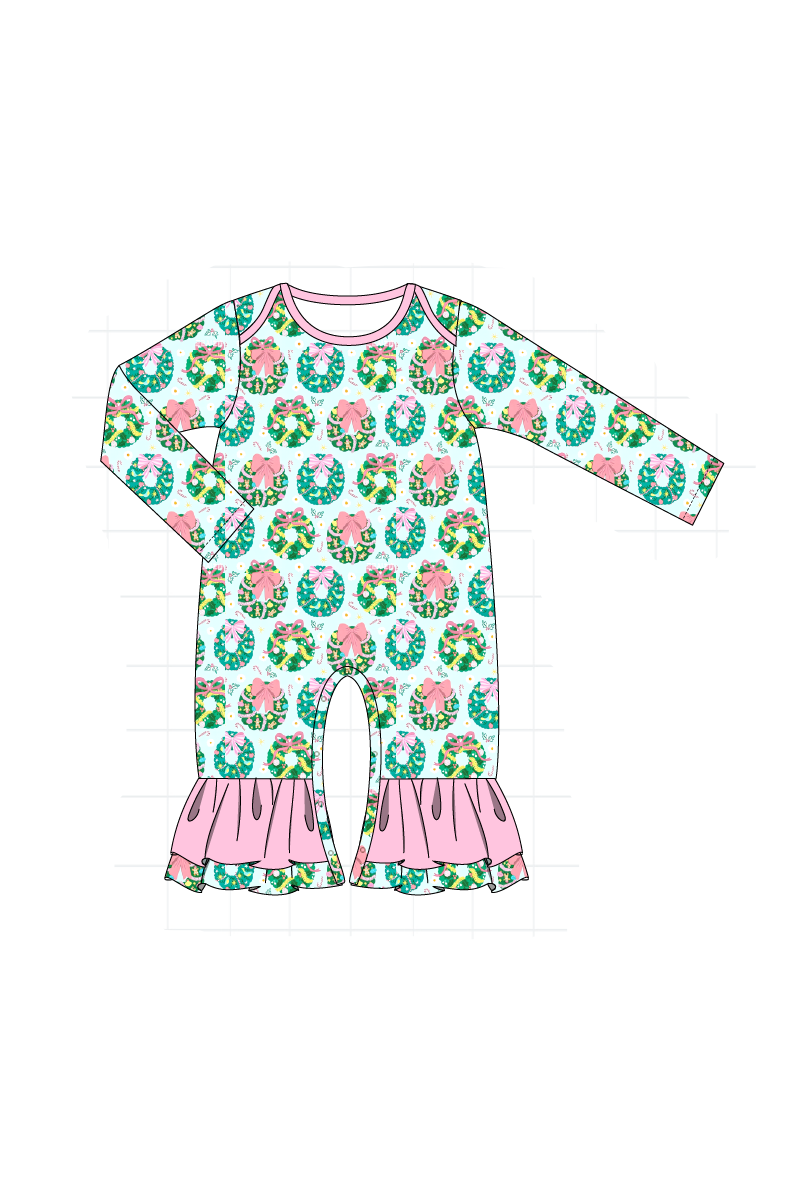 Green christmas wreath print collection