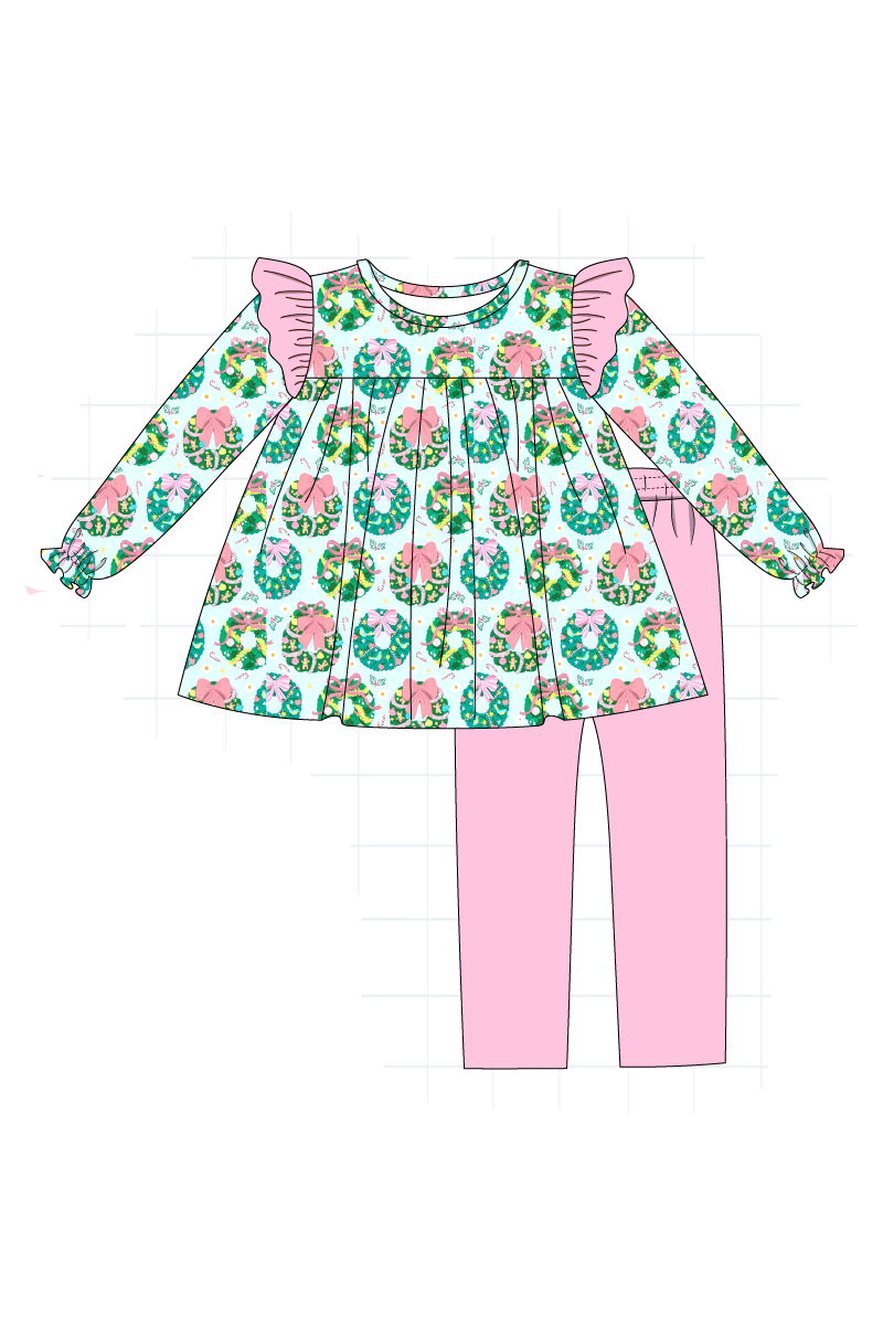 Green christmas wreath print collection