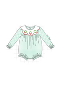 Green gingham wreath embroidery collection