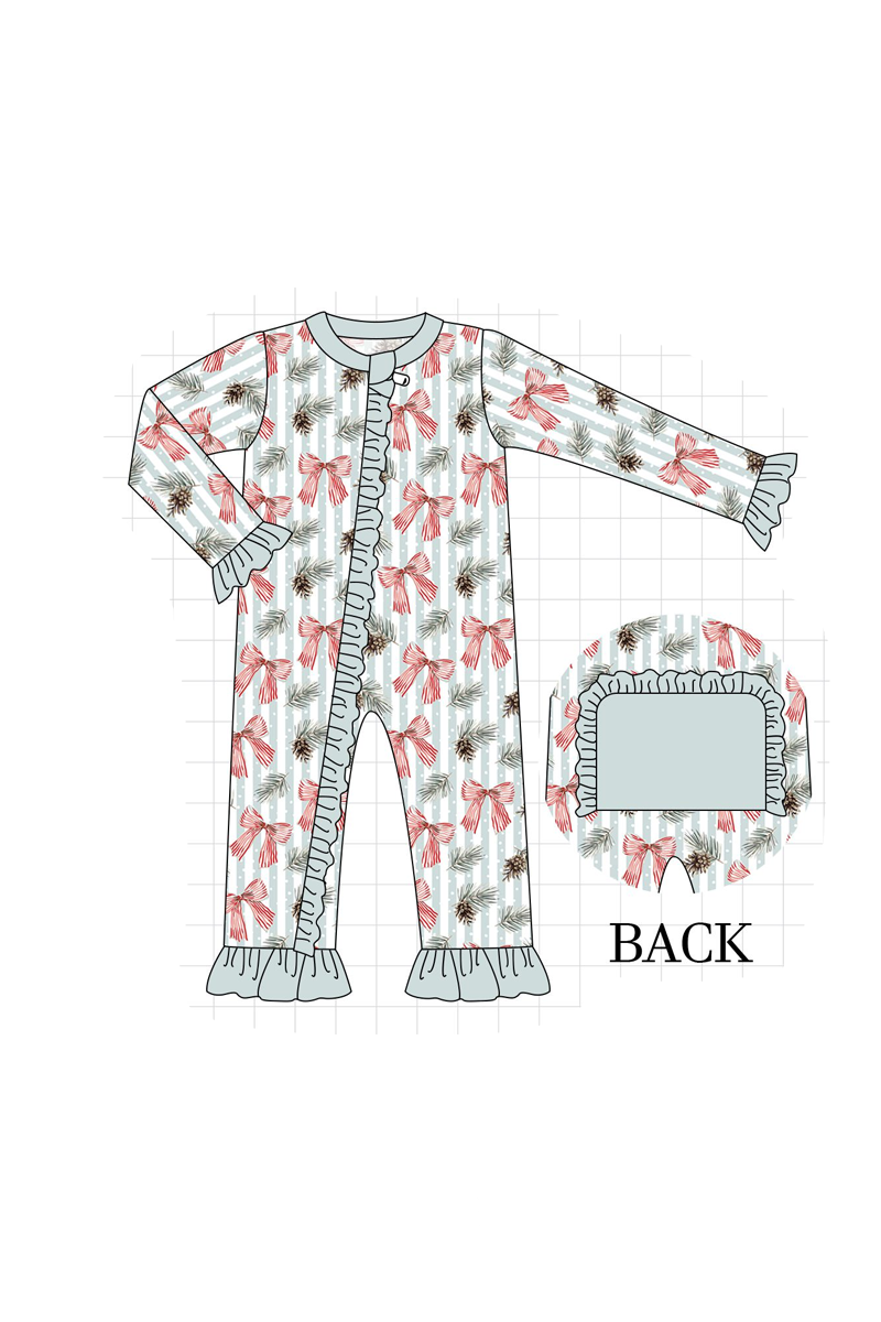 Sage bow print ruffle collection
