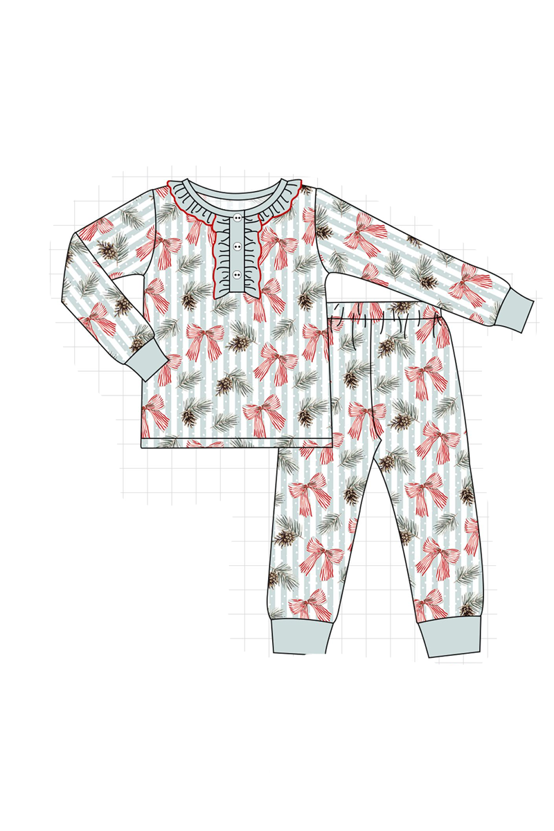 Sage bow print ruffle collection