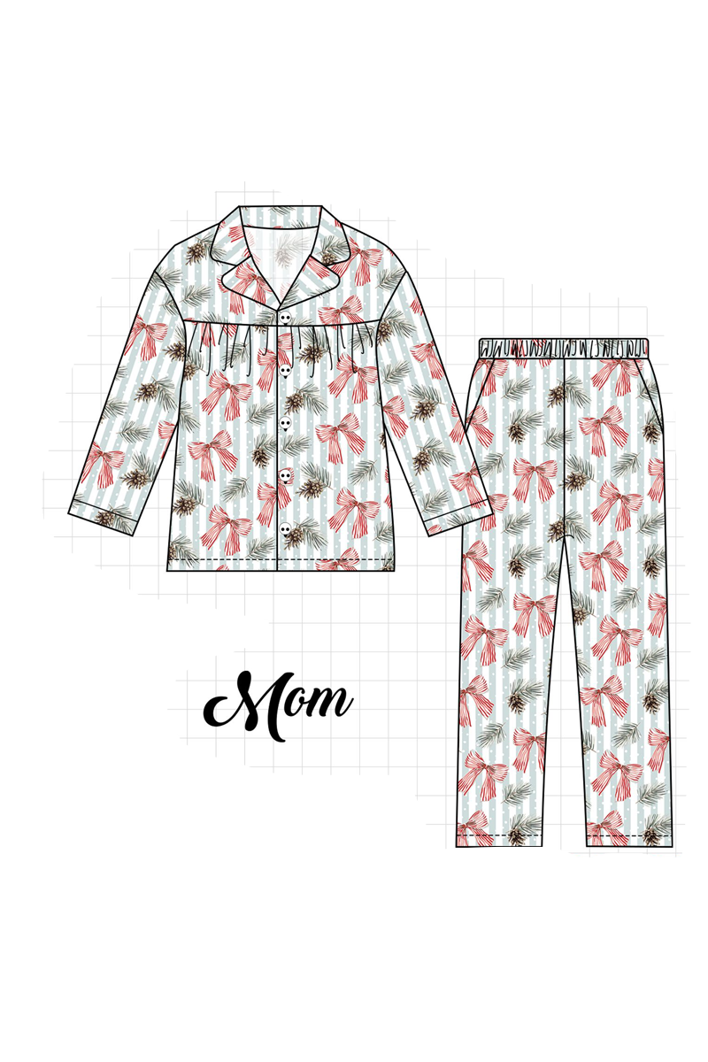 Sage bow print ruffle collection