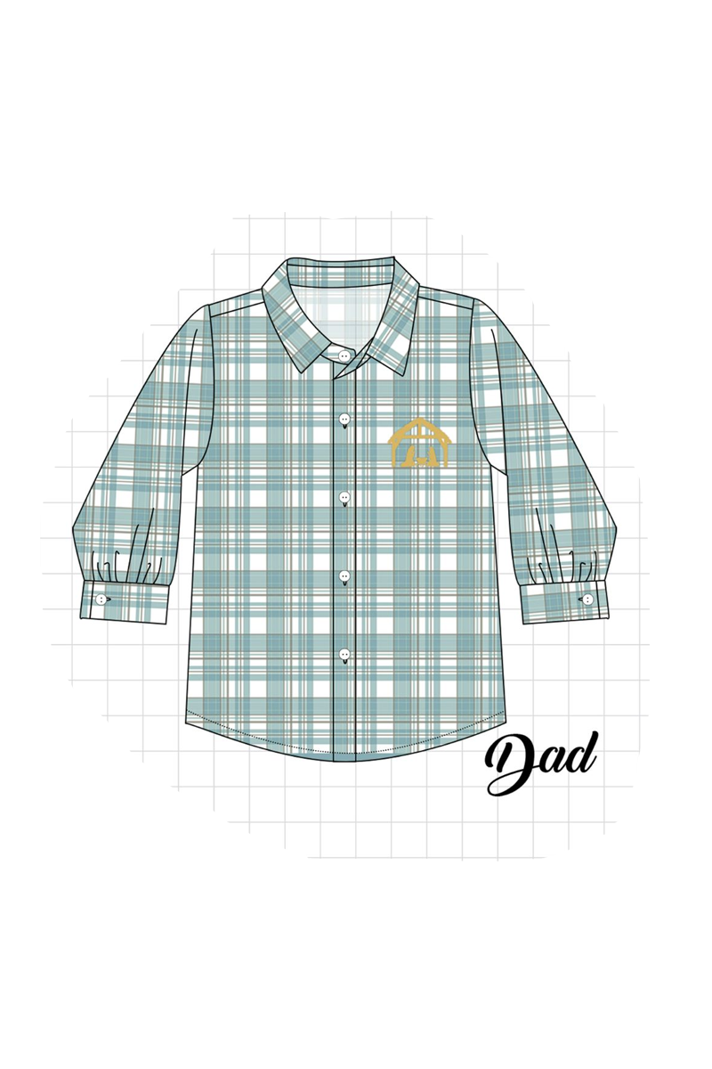 Teal nativity embroidery plaid collection