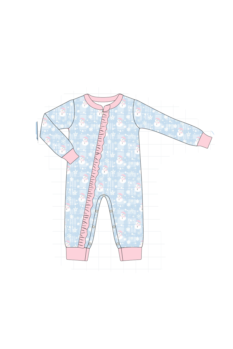 Blue snowman print pajama collection