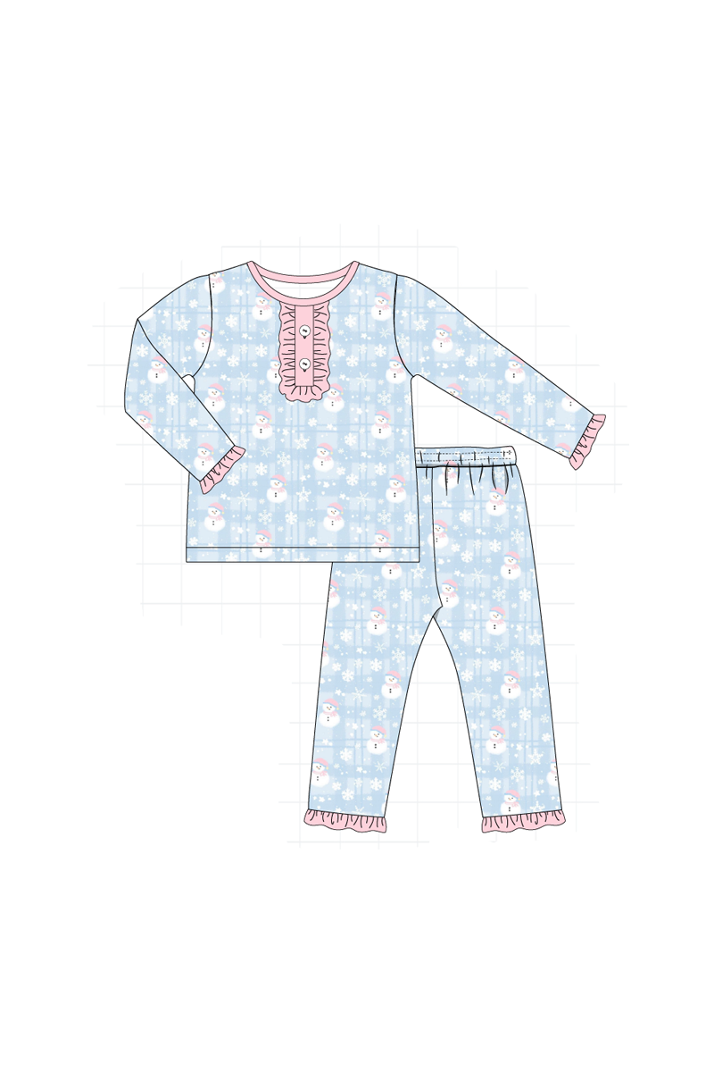 Blue snowman print pajama collection