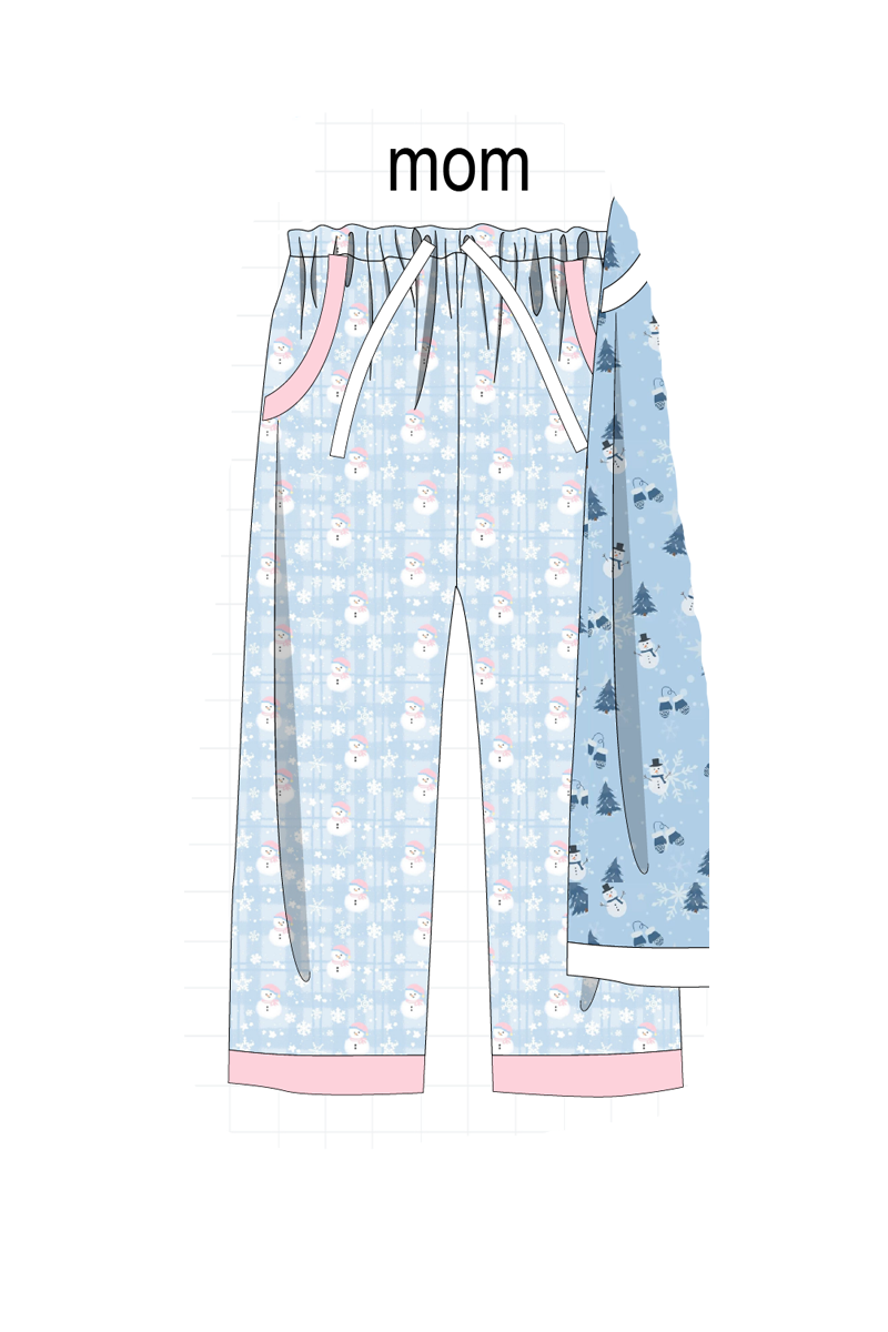 Blue snowman print pajama collection