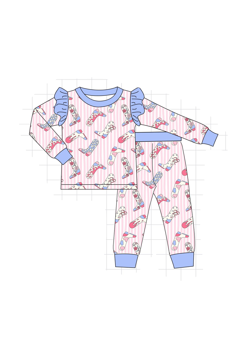 Blue western boots stripe bamboo collection