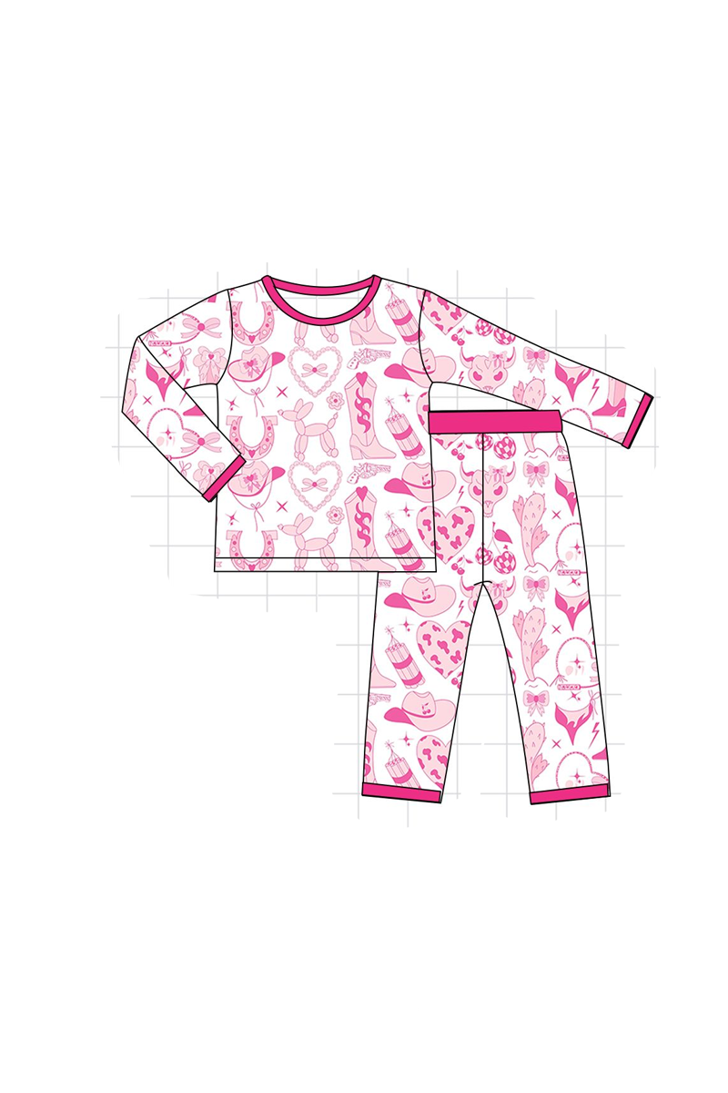 PO95 Pink western heart bow bamboo collection