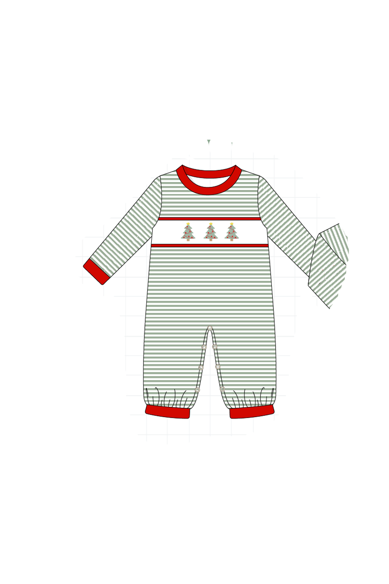 Green christmas tree embroidery collection