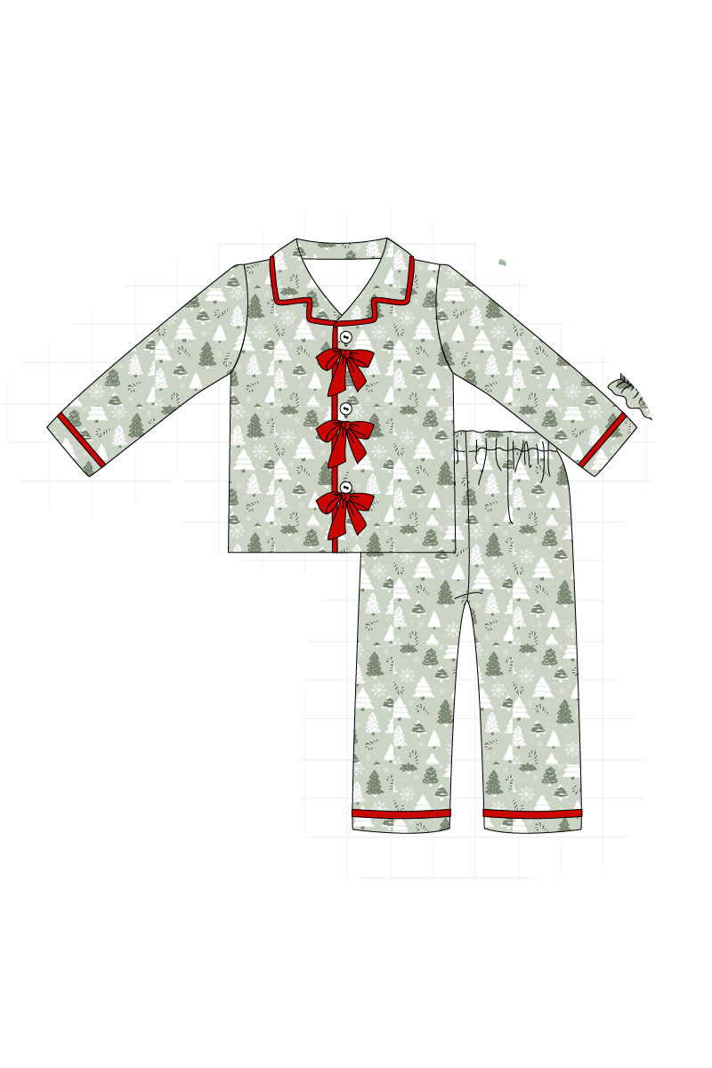 Green christmas tree embroidery collection