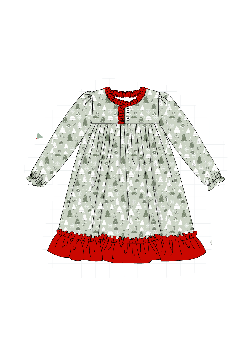 Green christmas tree embroidery collection