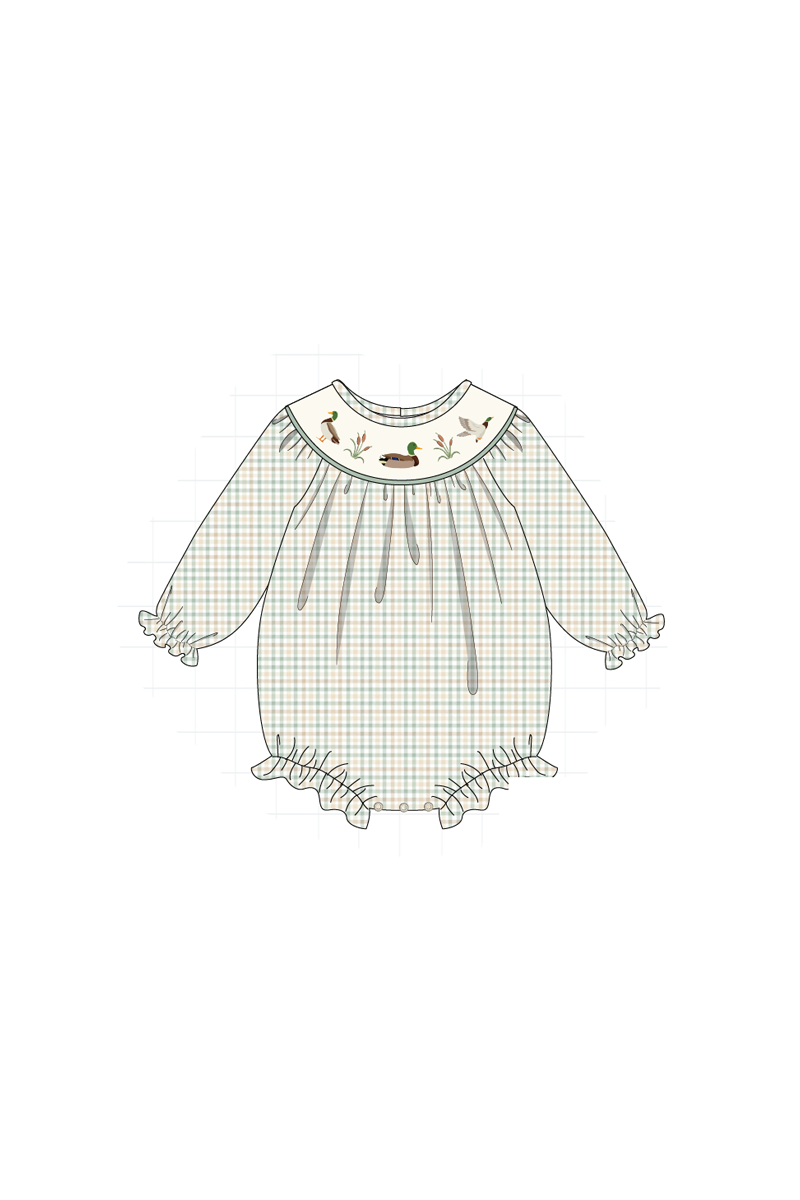 Sage duck embroidery plaid collection 1