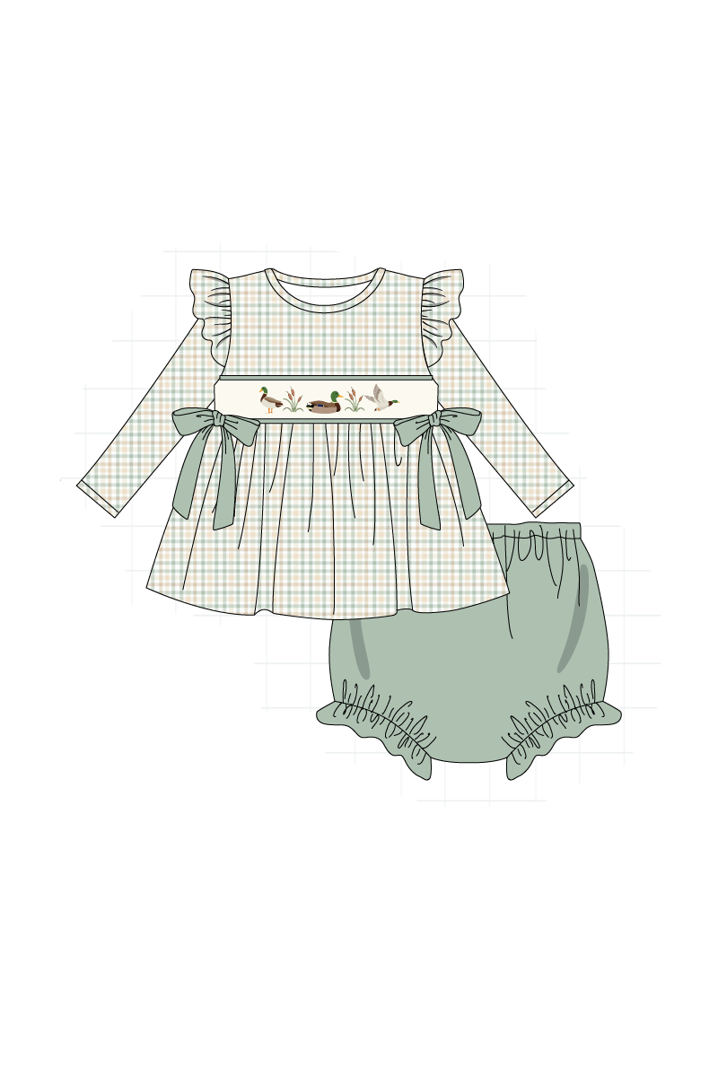 Sage duck embroidery plaid collection 1