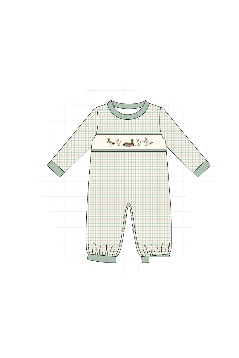 Sage duck embroidery plaid collection 1
