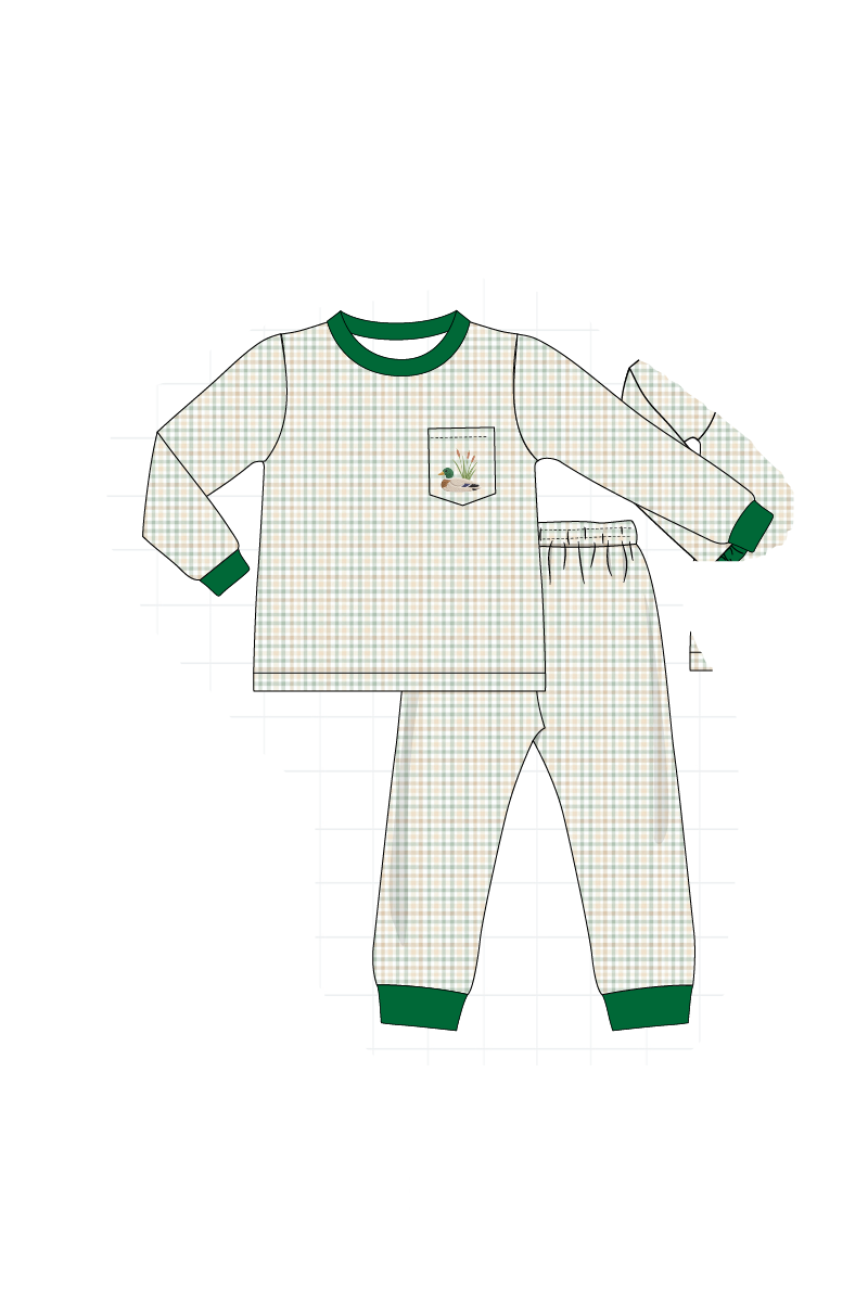 Sage duck embroidery plaid collection 2