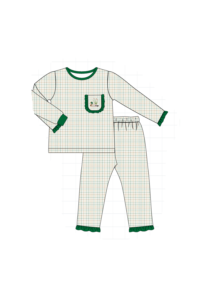 Sage duck embroidery plaid collection 2