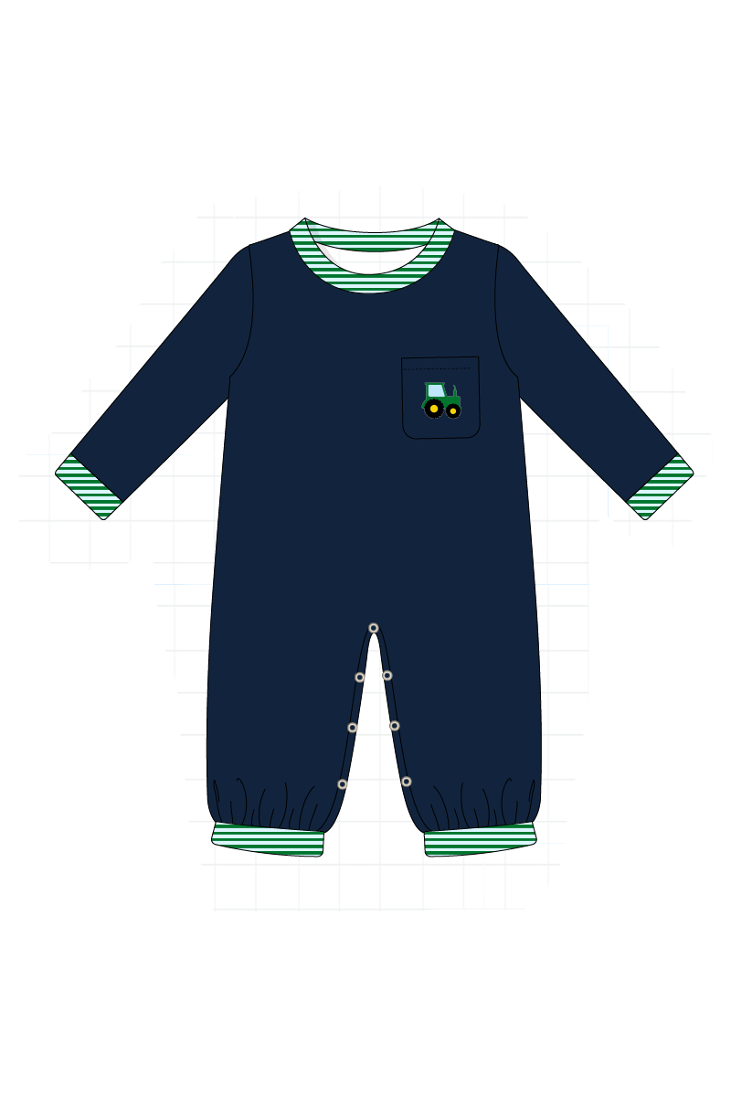Navy tractor embroidery stripe collection