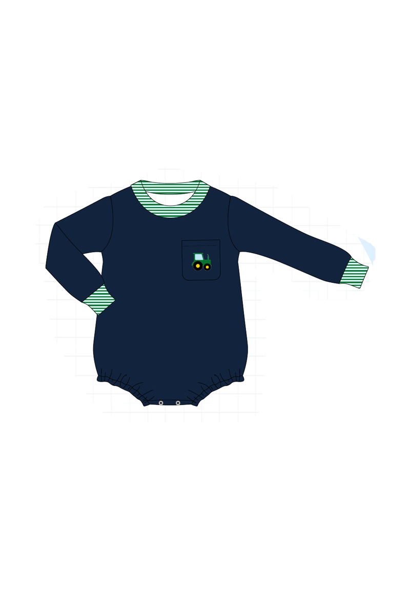 Navy tractor embroidery stripe collection