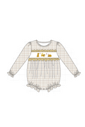 Brown puppy embroidery plaid collection