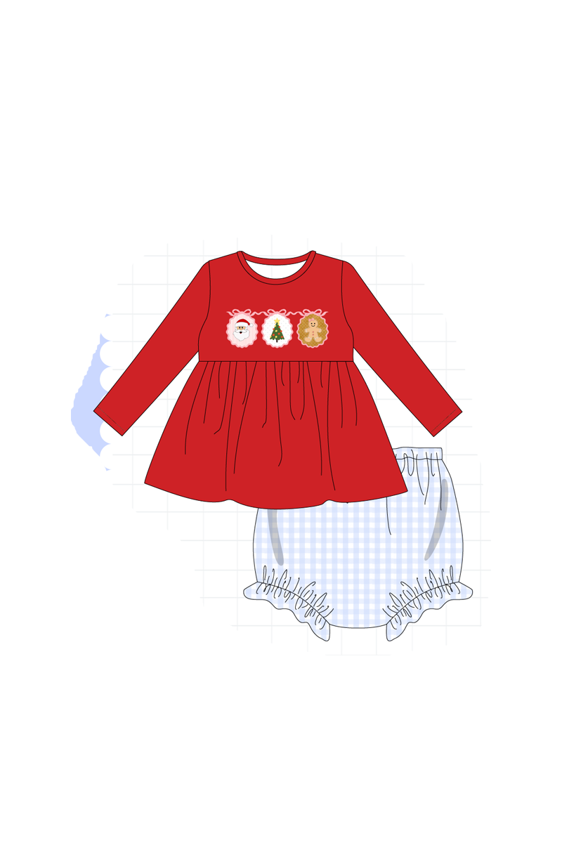 Red christmas santa tree gingerbread applique collection
