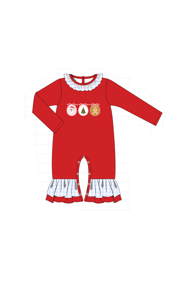 Red christmas santa tree gingerbread applique collection