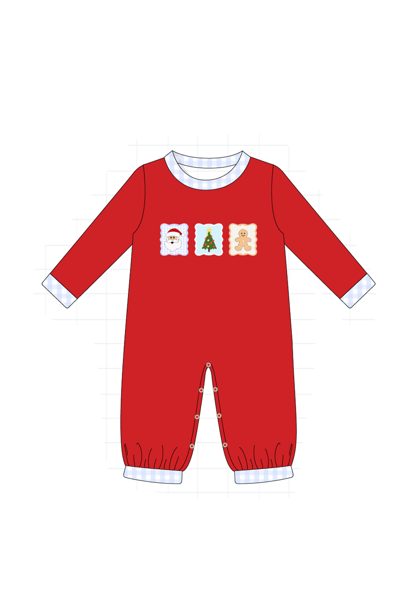 Red christmas santa tree gingerbread applique collection