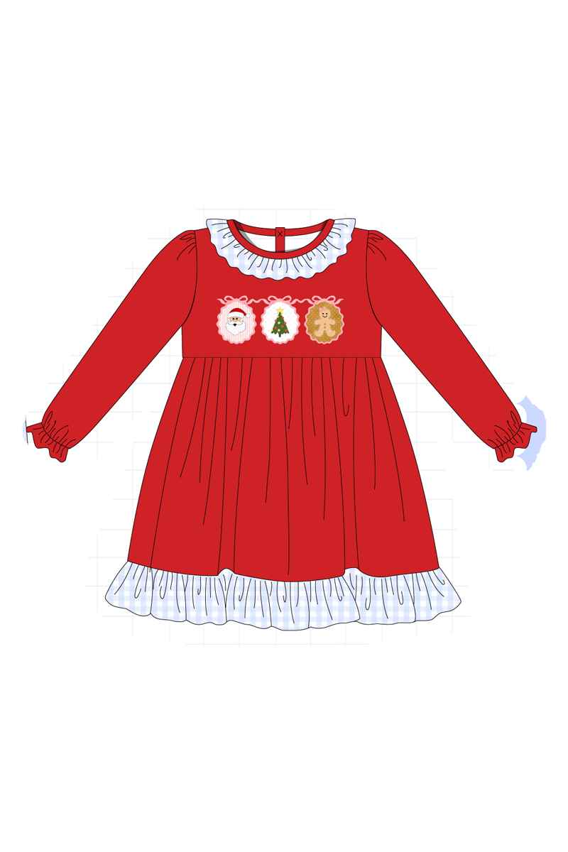 Red christmas santa tree gingerbread applique collection