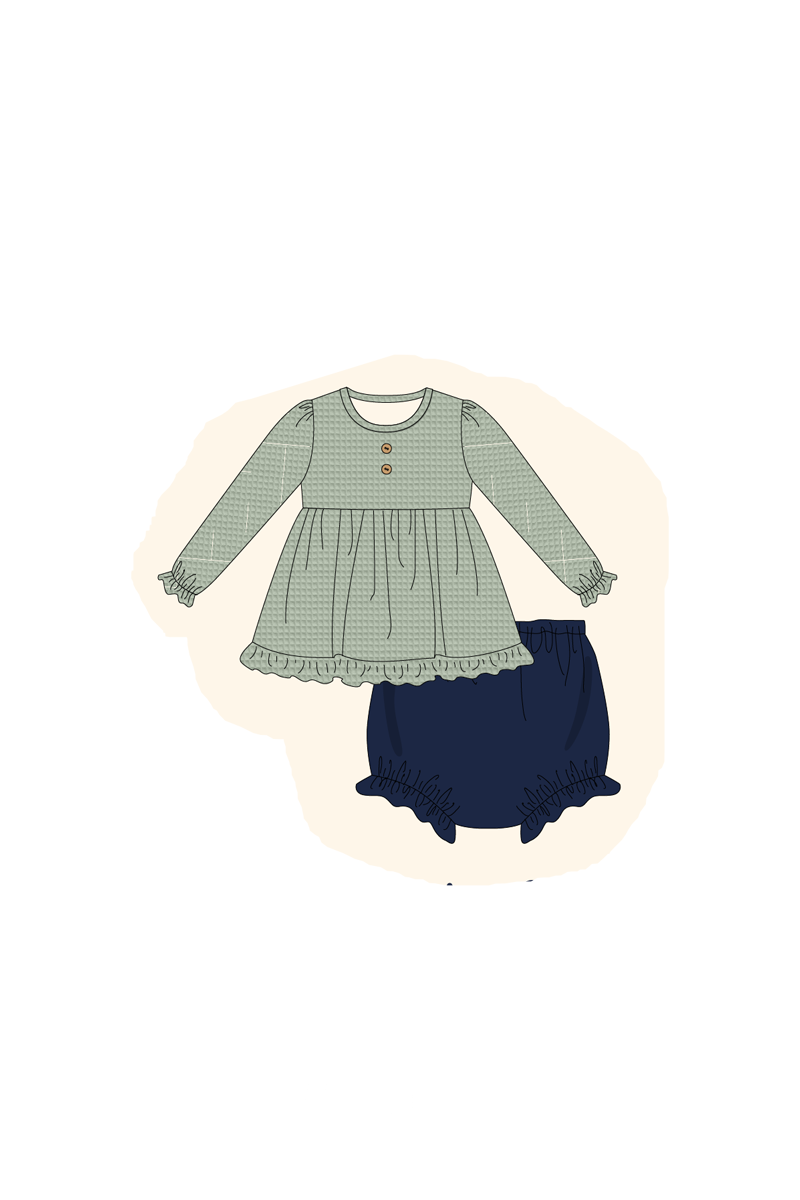 Navy waffle ruffle collection