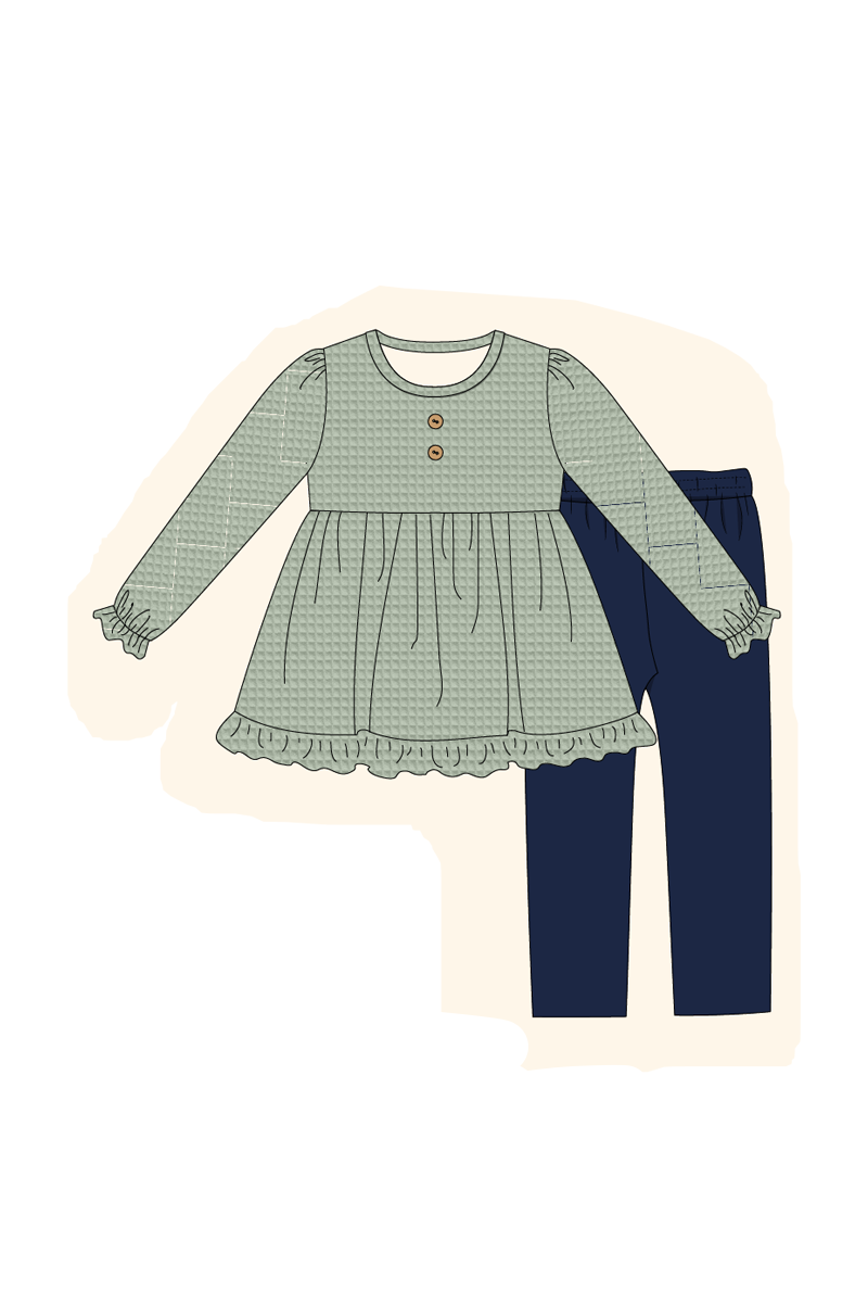 Navy waffle ruffle collection